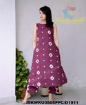 Ikkat Printed Cotton A-Line Kurti With Pant-ISKWKU0805PPC/D1911