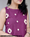 Ikkat Printed Cotton A-Line Kurti With Pant-ISKWKU0805PPC/D1911