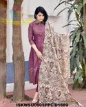 Khadi Cotton Kurti With Khadi Pant And Madhubani Printed Dupatta-ISKWSU0905PPC/D1889