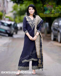 Handloom Khadi Kurti With Palazzo And Digital Printed Khadi Silk Dupatta-ISKWSU0905PPC/D1881