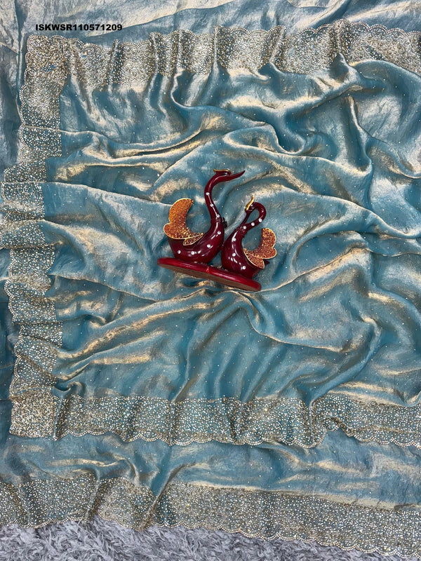 Embroidered Shimmer Silk Saree With Blouse-ISKWSR110571209
