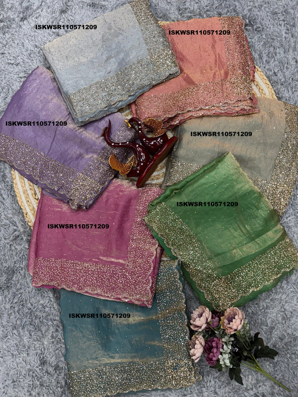 Embroidered Shimmer Silk Saree With Blouse-ISKWSR110571209