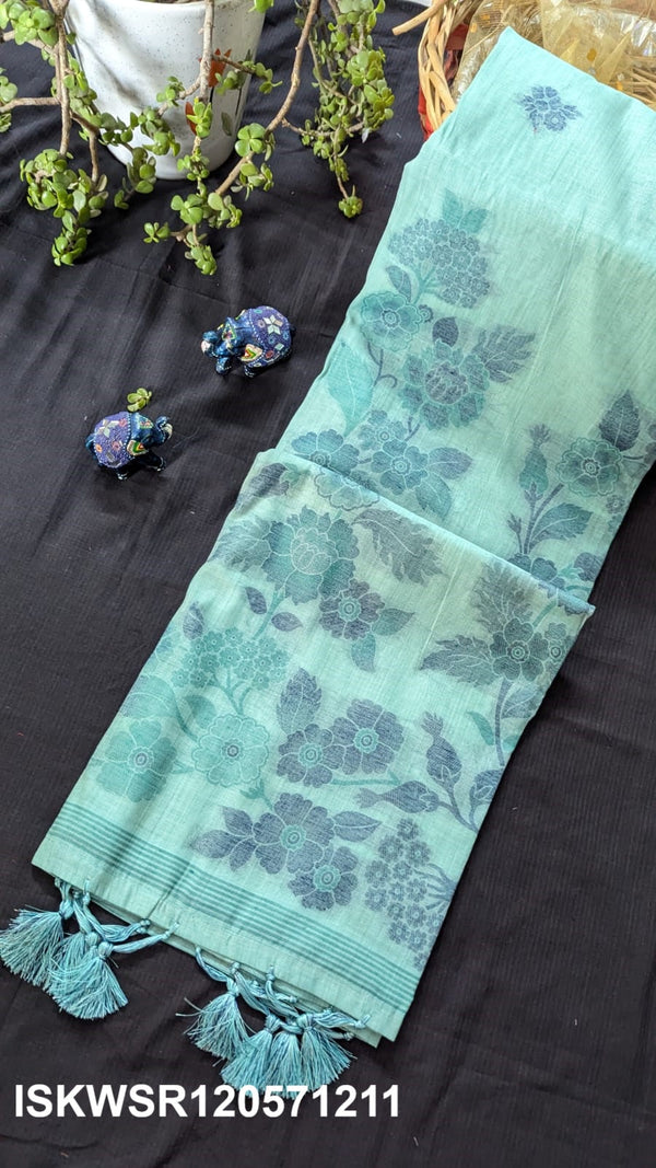 Chanderi Weaved Silk Saree With Contrast Blouse-ISKWSR120571211