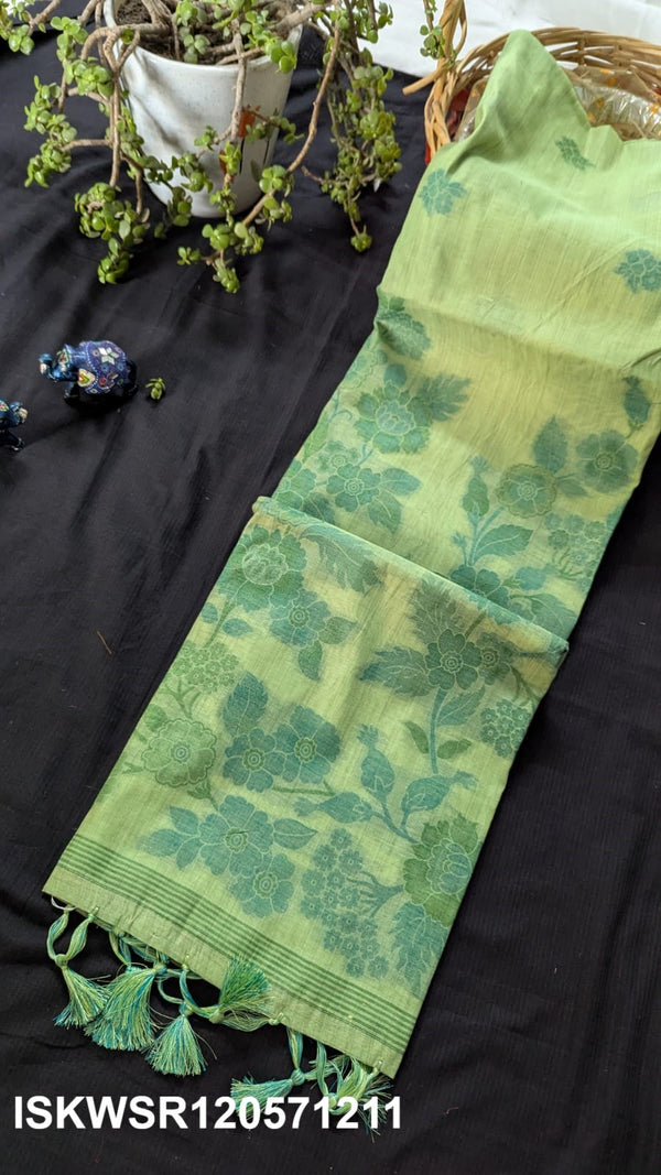 Chanderi Weaved Silk Saree With Contrast Blouse-ISKWSR120571211