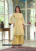 Embroidered Malmal Cotton Kurti With Slit Pant-ISKWKUVC090525Y/VC090525W/VC090525G/VC090525P