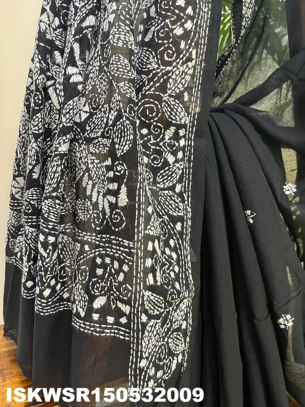 Embroidered Cotton Saree With Blouse-ISKWSR150532009