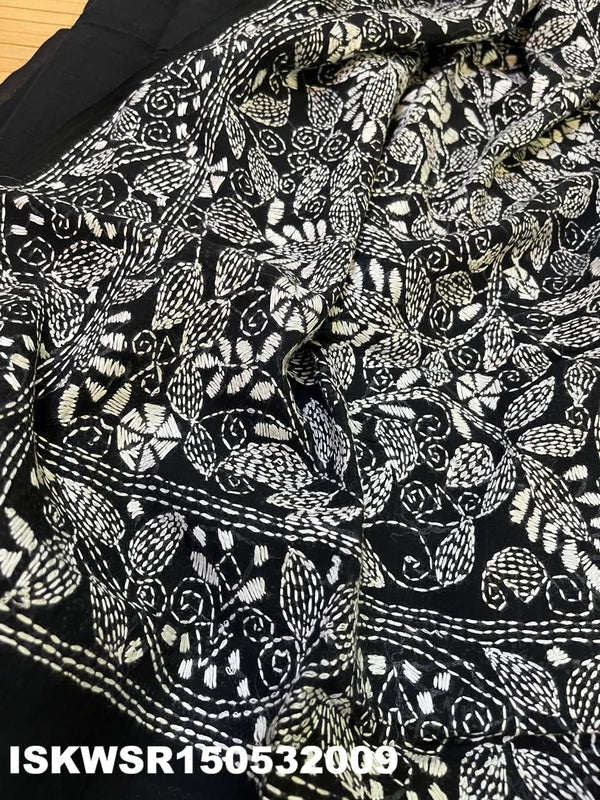 Embroidered Cotton Saree With Blouse-ISKWSR150532009