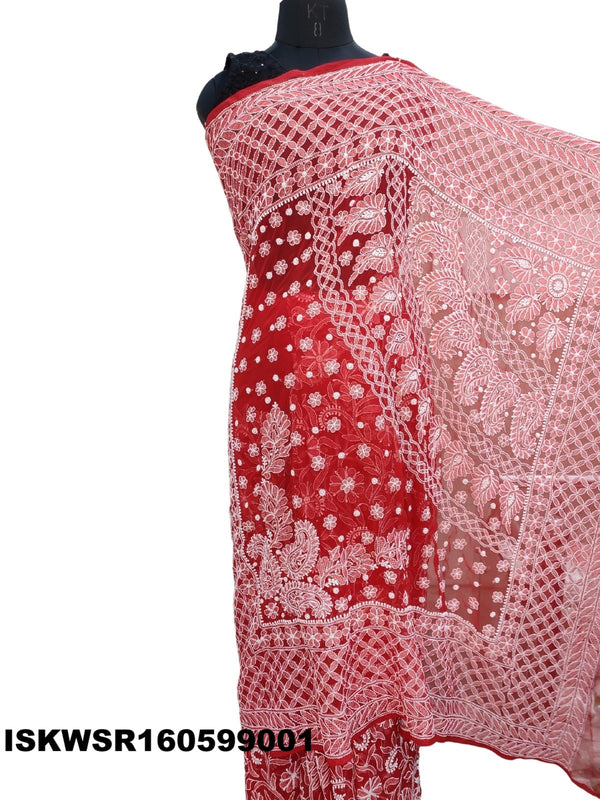 Chikankari Georgette Saree With Blouse-ISKWSR160599001