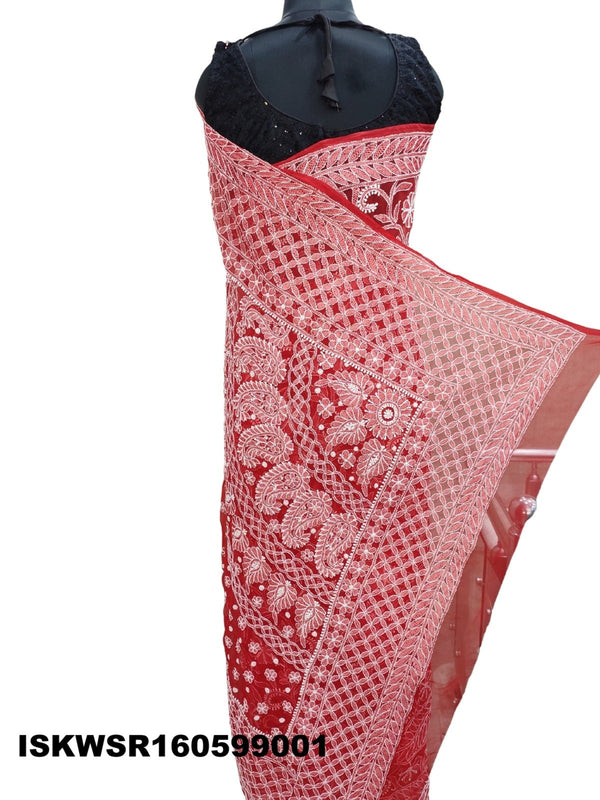 Chikankari Georgette Saree With Blouse-ISKWSR160599001