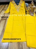 Embroidered Maslin Silk Kurti With Pant And Digital Printed Organza Silk Dupatta-ISKWSU2005NP3578