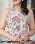 Kantha Kalamkari Printed Cotton A-Line Kurti With Kalamkari Printed Palazzo-ISKWKU2306PPC/D1964