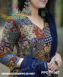 Ajrakh Printed Cotton Anarkali Kurti With Pant And Kota Doriya Dupatta-ISKWSU2306PPC/D1967