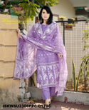 Jamdani Hand Weaved Cotton Kurti With Pant And Dupatta-ISKWSU2306PPC/D1796