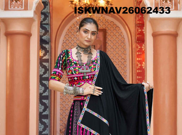 Embroidered Viscose Rayon Lehenga With Blouse And Dupatta-ISKWNAV26062433