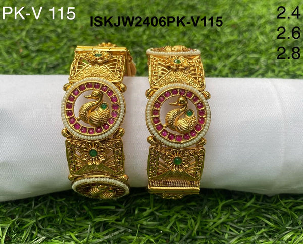 Pure Copper Kundan Bangles-ISKJW2406PK-V115