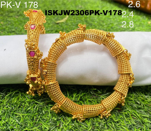 Pure Copper Kundan Bangles-ISKJW2306PK-V178