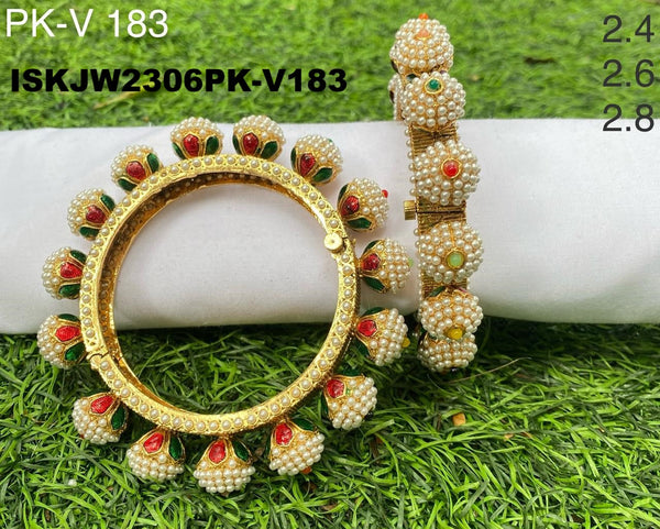 Pure Copper Kundan Bangles-ISKJW2306PK-V183