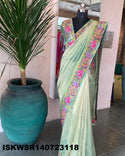 Embroidered Banarasi Handloom Tissue Saree With Blouse-ISKWSR140723118