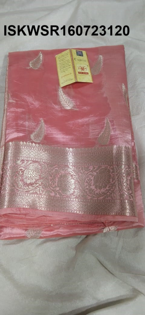 Zari Weaved Silk Saree With Blouse-ISKWSR160723120