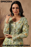 Floral Printed Malmal Front Slit Kurti With Palazzo-ISKWKU1707OMK2064