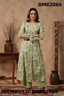 Floral Printed Malmal Front Slit Kurti With Palazzo-ISKWKU1707OMK2064