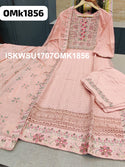 Embroidered Rayon Schiffli Kurti With Pant And Dupatta-ISKWSU1707OMK1856