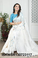 Embroidered Linen Saree With Blouse-ISKWSR130723117