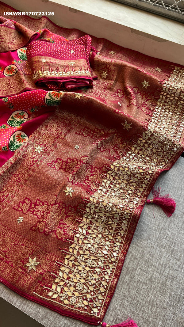 Banarasi Weaved Munga Silk Saree With Blouse-ISKWSR170723125