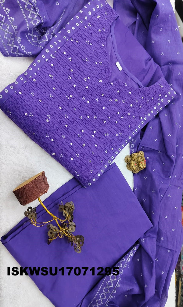Silver Printed Cotton Kurti With Pant And Dupatta-ISKWSU17071295