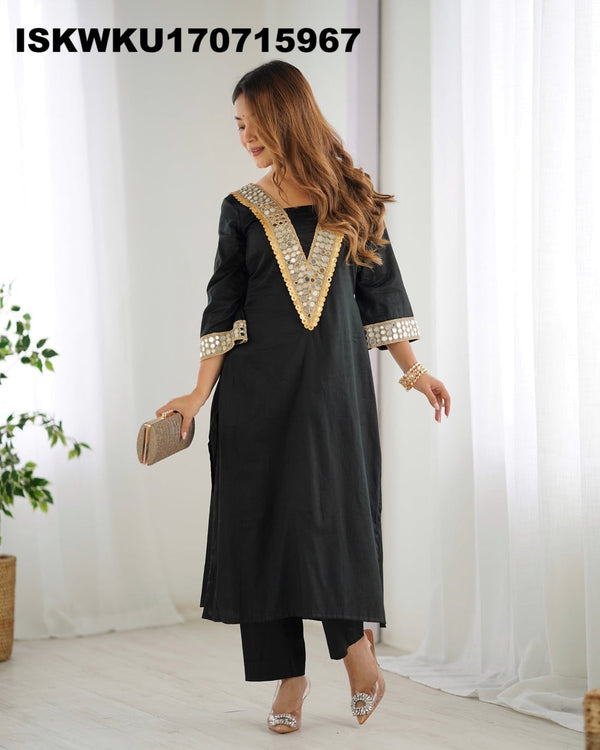 Embroidered Chinon Kurti With Pant-ISKWKU170715967