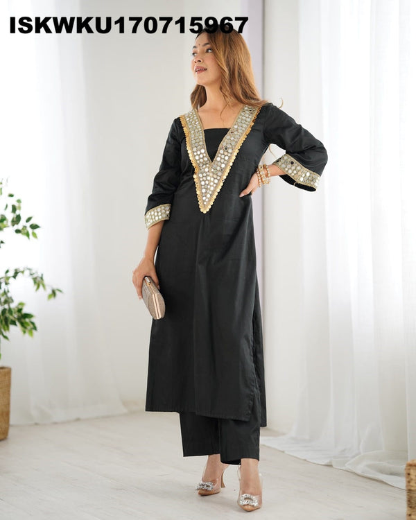 Embroidered Chinon Kurti With Pant-ISKWKU170715967