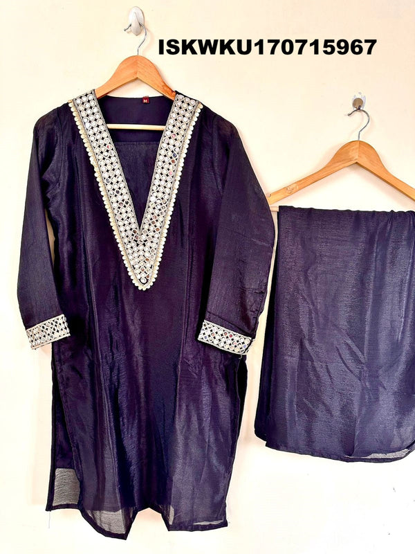 Embroidered Chinon Kurti With Pant-ISKWKU170715967