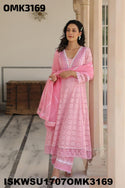 Net Schiffli Anarkali Kurti With Pant And Dupatta-ISKWSU1707OMK3169