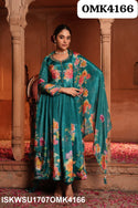 Digital Printed Crepe Anarkali Kurti With Shantoon Pant And Dupatta-ISKWSU1707OMK4166