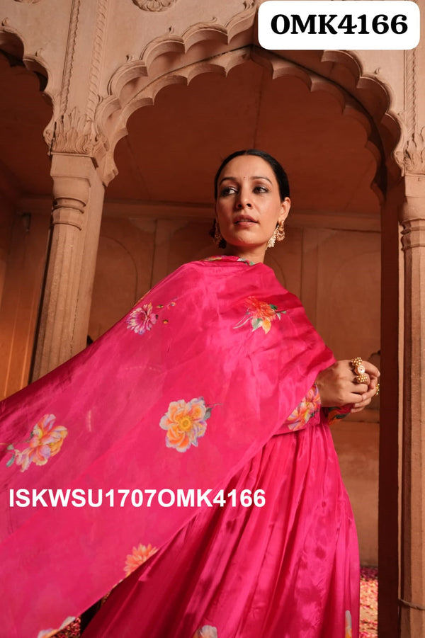 Digital Printed Crepe Anarkali Kurti With Shantoon Pant And Dupatta-ISKWSU1707OMK4166