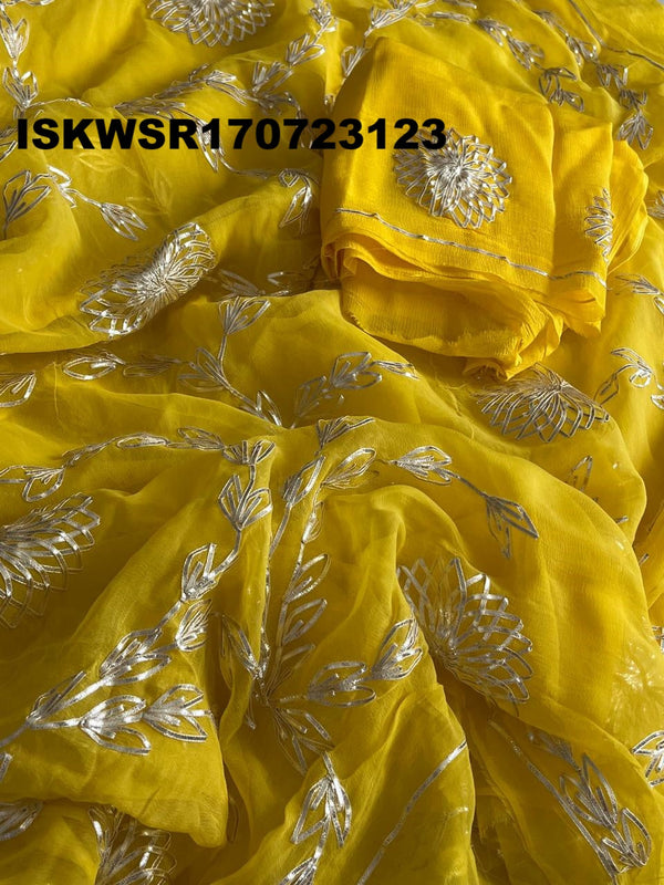 Sequined Chiffon Saree With Blouse-ISKWSR170723123
