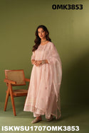 Embroidered Organza Anarkali Kurti With Pant And Dupatta-ISKWSU1707OMK3853