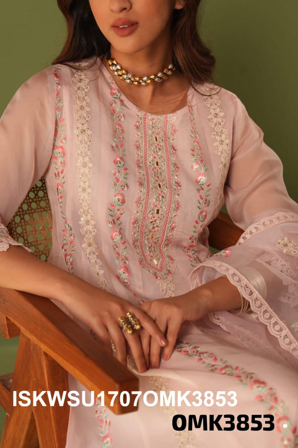 Embroidered Organza Anarkali Kurti With Pant And Dupatta-ISKWSU1707OMK3853
