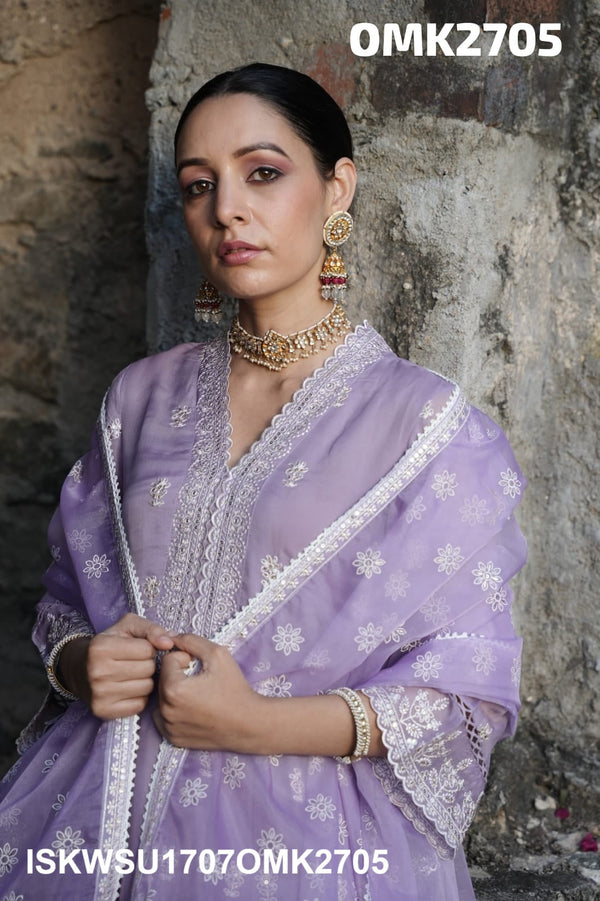 Embroidered Organza Anarkali Kurti With Pant And Dupatta-ISKWSU1707OMK2705