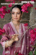 Embroidered Organza Anarkali Kurti With Pant And Dupatta-ISKWSU1707OMK2705