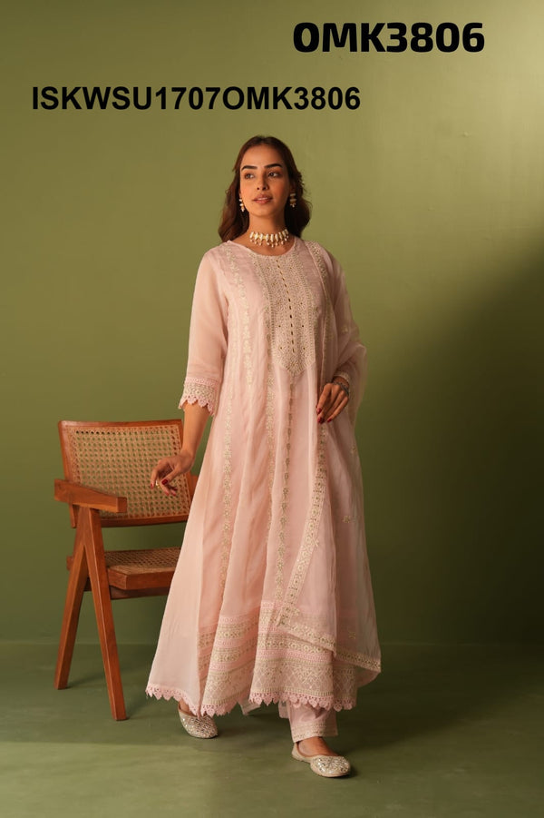 Embroidered Organza Anarkali Kurti With Pant And Dupatta-ISKWSU1707OMK3806