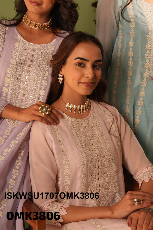 Embroidered Organza Anarkali Kurti With Pant And Dupatta-ISKWSU1707OMK3806