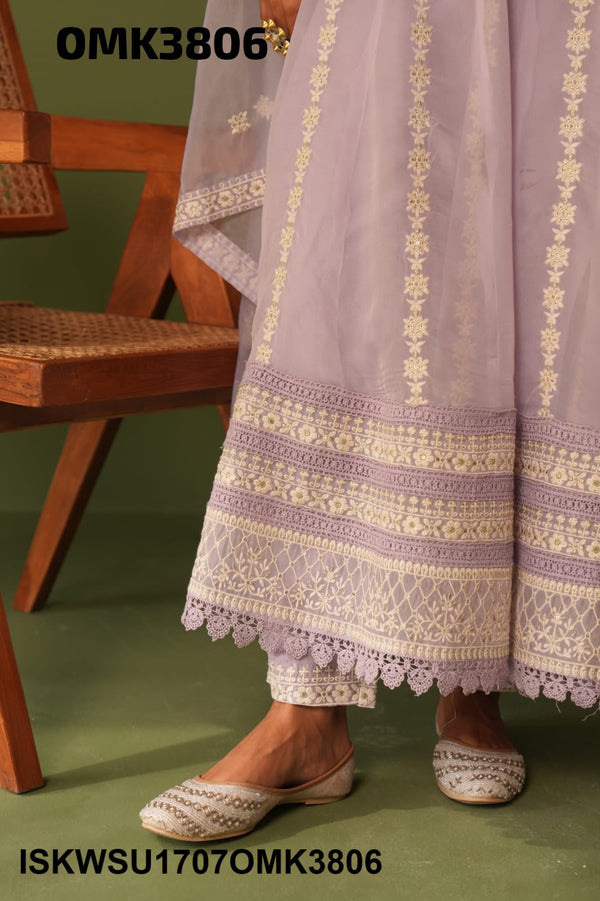 Embroidered Organza Anarkali Kurti With Pant And Dupatta-ISKWSU1707OMK3806