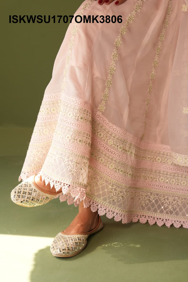 Embroidered Organza Anarkali Kurti With Pant And Dupatta-ISKWSU1707OMK3806