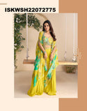 Embroidered Chinon Silk Crop Top With Sharara And Shrug-ISKWSH21072775