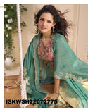 Embroidered Chinon Silk Crop Top With Sharara And Shrug-ISKWSH21072775