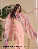 Embroidered Chinon Silk Crop Top With Sharara And Shrug-ISKWSH21072775