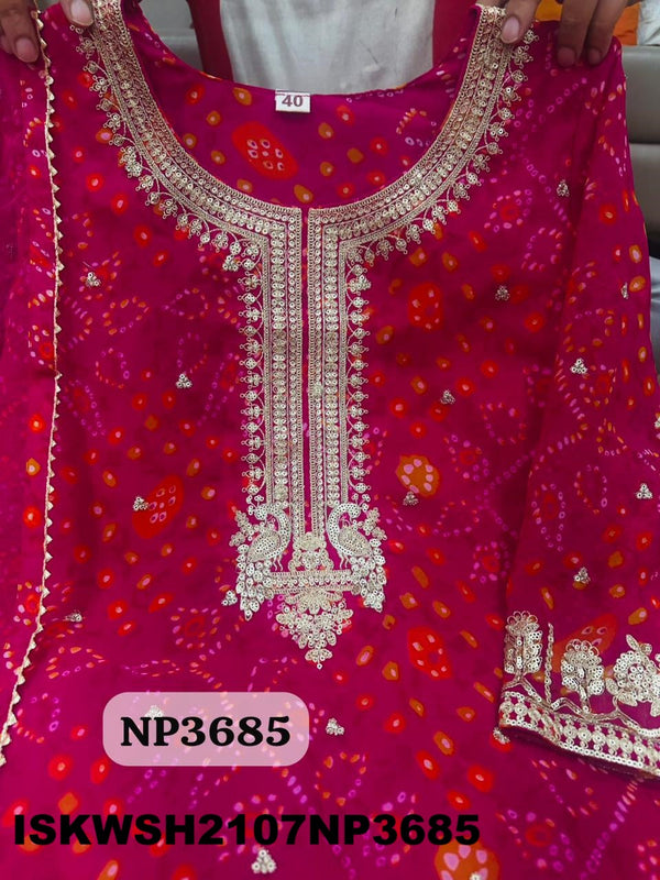 Bandhani Printed Georgette Kurti With Sharara And Net Dupatta-ISKWSH2107NP3685