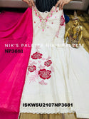 Embroidered Malmal Cotton A-Line Kurti With Schiffli Cotton Pant And Chiffon Dupatta-ISKWSU2107NP3681