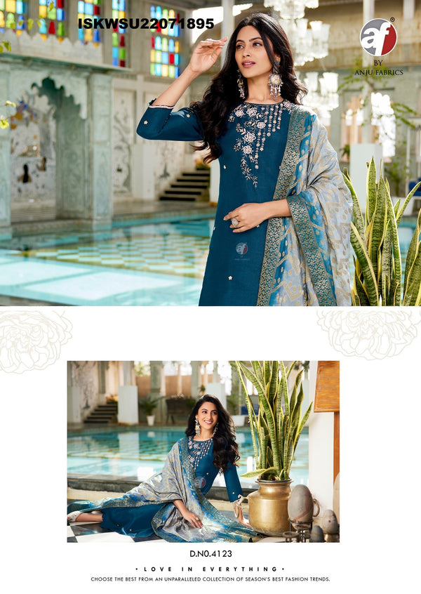 Embroidered Dola Silk Kurti With Silk Pant And Jacquard Dupatta-ISKWSU21071895